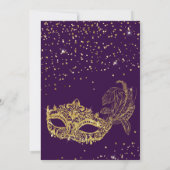 Elegante Paarse Gouden Glitter Masquerade Sweet 16 Kaart (Achterkant)