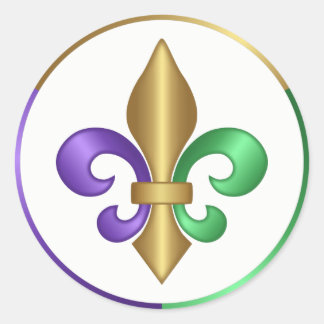 Elegante Paarse Gouden Groene Franse Fleur de Lis Ronde Sticker