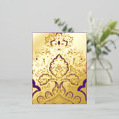 Elegante Paarse & Gouden Indische Paisley Damask P Folie Feestdagen Briefkaart (Staand Voorkant)