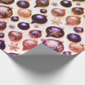 Elegante  Paarse gouden kerstversiering Cadeaupapier (Hoek)