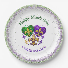 Elegante Paarse Gouden Masquerade Fleur De Lis Papieren Bordje