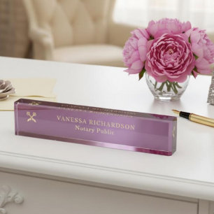 Elegante Paarse Gouden Professionele Pen Logo Nota Naambordje