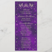 Elegante Paarse gouden Tiara vlinders Quinceañera Programmakaart (Achterkant)