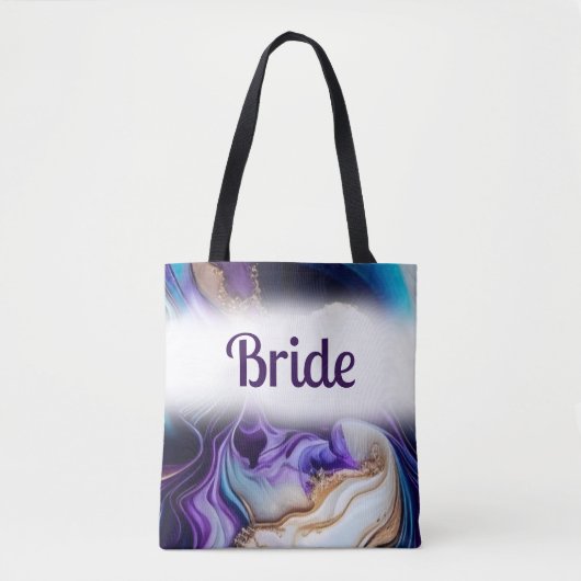 Elegante Paarse & Gouden Trouwtas voor Bruid Tote Bag (Voorkant)