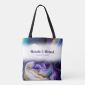 Elegante Paarse & Gouden Trouwtas voor Bruid Tote Bag (Achterkant)