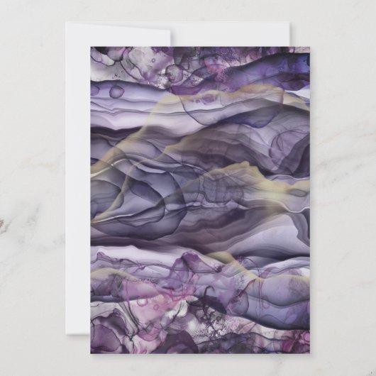 Elegante Paarse gouden vloeibare inkt bruiloft Kaart (Achterkant)