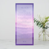 Elegante Paarse Gradiënt Trouwmenu Menu (Staand voorkant)
