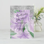 Elegante Paarse Green Silver Floral Glitter bruilo Kaart (Staand voorkant)