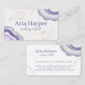 Elegante Paarse & Grijze Geode Gold Glitter Agaat Visitekaartje (Voorkant / Achterkant)