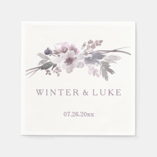 Elegante paarse grijze winter bloemige servetten v