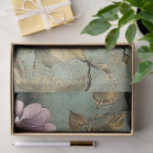 Elegante  Paarse & Groene Bloemen Decoupage Tissuepapier (Geschenk)
