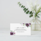 Elegante Paarse groene bloemenbruiloft Informatiekaartje (Staand voorkant)