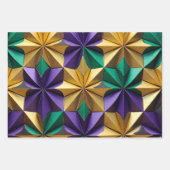 Elegante Paarse, groene en gouden Mardi Gras Abstr Inpakpapier Vel (Voorkant 3)
