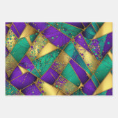 Elegante Paarse, groene en gouden Mardi Gras Abstr Inpakpapier Vel (Voorkant)