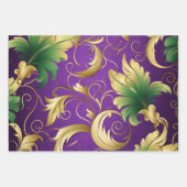 Elegante Paarse, groene en gouden Mardi Gras Bloem Inpakpapier Vel (Voorkant 3)