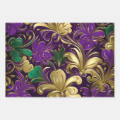 Elegante Paarse, groene en gouden Mardi Gras Bloem Inpakpapier Vel (Voorkant 2)