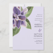 Elegante paarse groene lavendel witte orchidee bru kaart (Voorkant)