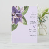 Elegante paarse groene lavendel witte orchidee bru kaart (Staand voorkant)