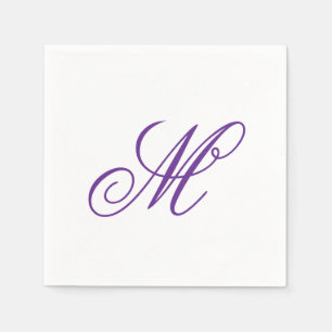 Elegante Paarse groene monogram Initiaal Servet