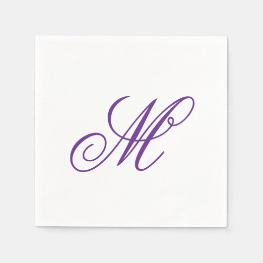 Elegante Paarse groene monogram Initiaal Servet (Voorkant)