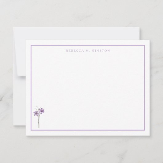 Elegante Paarse Groene Personalized  Notitiekaartje (Voorkant)