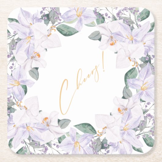 Elegante Paarse & groene Waterverf Proost! Kartonnen Onderzetters (Voorkant)