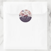 Elegante paarse herfst bloemrijke bedankbrief ronde sticker (Tas)