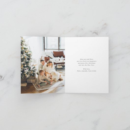 Elegante Paarse Holly Foto Vrolijk Kerstfeest Gevo Feestdagen Kaart (Binnen)