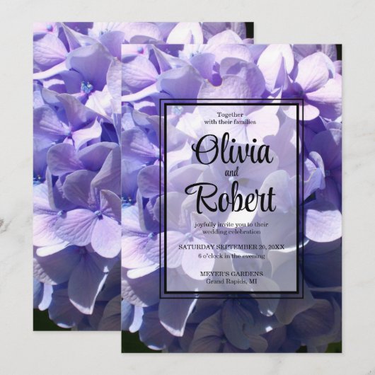 Elegante Paarse hortensia bloem bloemenbruiloft Kaart (Voorkant / Achterkant)