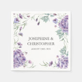 Elegante Paarse hortensia bloemenbruiloft Servet (Voorkant)