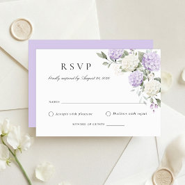 Elegante paarse hortensia bruiloft RSVP kaart