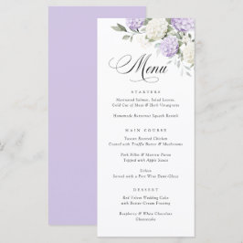 Elegante paarse hortensia groen wedding menu