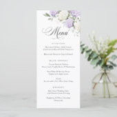Elegante paarse hortensia groen wedding menu (Staand voorkant)