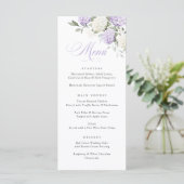Elegante paarse hortensia groen weddingmenu menu (Staand voorkant)