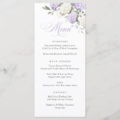 Elegante paarse hortensia groen weddingmenu menu (Voorkant)