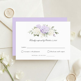 Elegante paarse hortensia huwelijks RSVP kaart