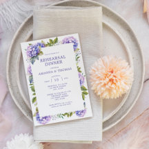 Elegante Paarse Hortensia's Bruiloftsrepetie Diner
