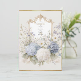 Elegante Paarse Hortensia's Vintage Bruiloft Kaart