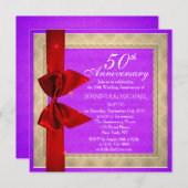 Elegante paarse huwelijksjubileum uitnodiging (Voorkant / Achterkant)