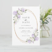 Elegante Paarse Hydrangea Trouw Save the Date Kaart (Staand voorkant)