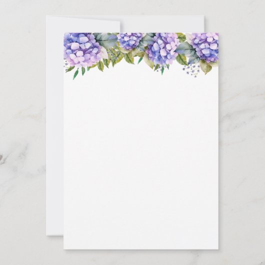 Elegante Paarse Hydrangeas Waterverf Bruiloft Kaart (Achterkant)