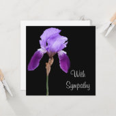 Elegante paarse iris bloem fine art lila sympathie kaart (Voorkant / Achterkant in situ)