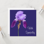 Elegante paarse iris bloem fine art sympathie lief kaart (Voorkant / Achterkant in situ)