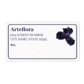 Elegante Paarse Iris Bloemist Shop Custom Shipping Etiket (Voorkant)
