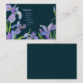 Elegante Paarse Iris Navy Blue Visitekaartje (Voorkant / Achterkant)