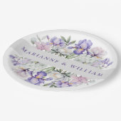 Elegante Paarse iris romantische bloemenbruiloft Papieren Bordje (Gekanteld)