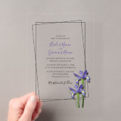 Elegante Paarse Iris Trouwkaarten Acryl Uitnodigingen (Insitu (Draagbaar))