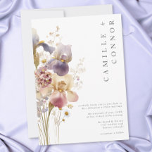 Elegante Paarse Iris Watercolor Tuin Bruiloft