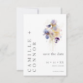 Elegante Paarse Iris Waterverf Tuin Bruiloft Save The Date (Voorkant)