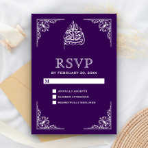 Elegante paarse islamitische moslim bruiloft RSVP